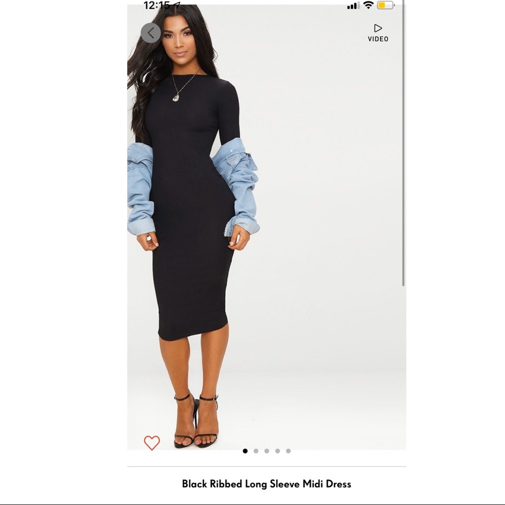 Black long sleeve midi dress